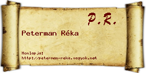 Peterman Réka névjegykártya
