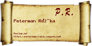 Peterman Réka névjegykártya